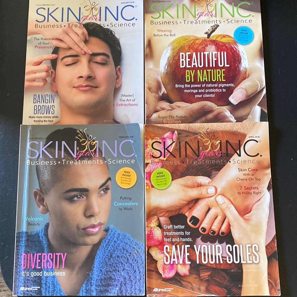 Skin Inc magazine 4 issues Jan through April 2018